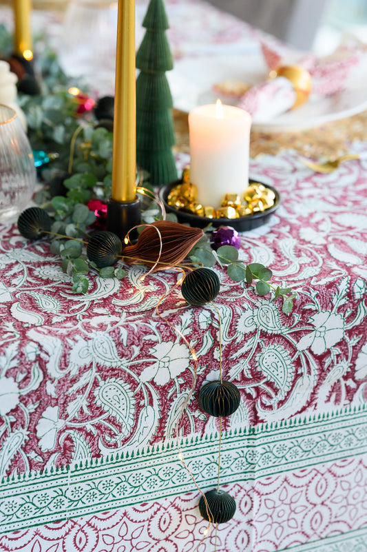 MUGHAL PAISLEY BLOCK PRINT TABLECLOTH